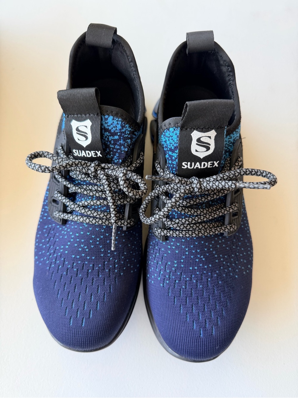 Women's Navy Blue Knit Lace-Up Sneakers